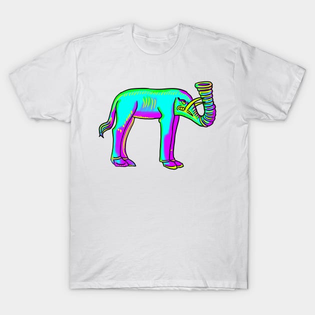 Bad Medieval Art Elephant 90s Retro Frank Style Colorful Trippy Elephant T-Shirt by JamieWetzel